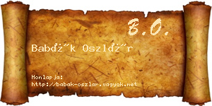 Babák Oszlár névjegykártya